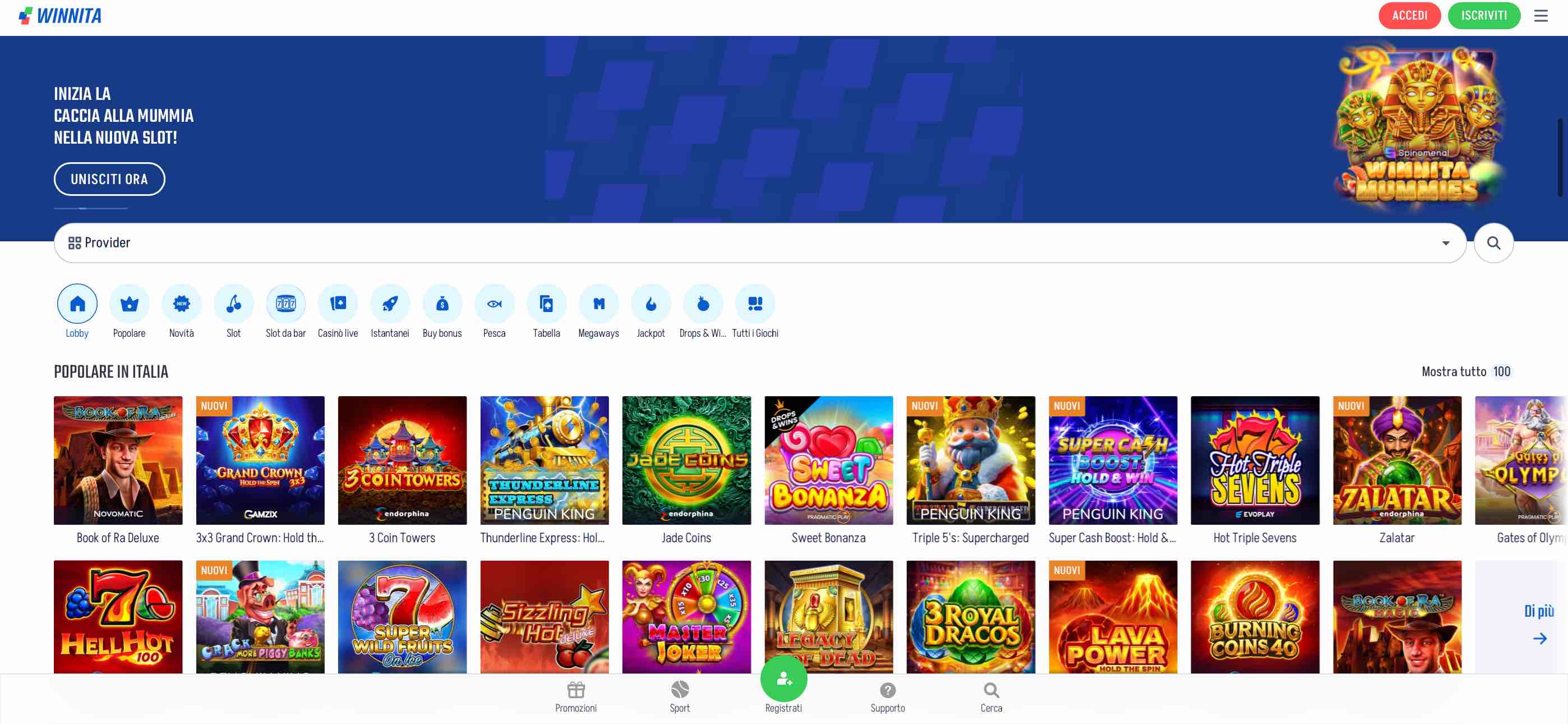1. Winnita – €10 Senza Deposito